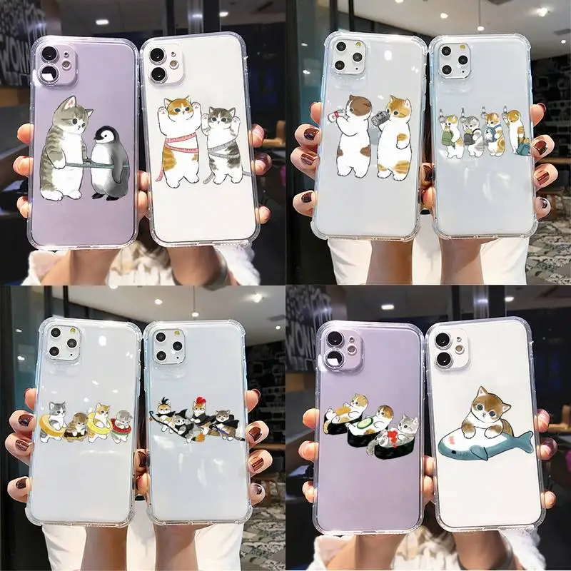 

Funny Cartoon Cat Phone Case For iPhone 11 12 pro max 13 mini X XS MAX 6s 7 8 Plus XR Clear funda Capa