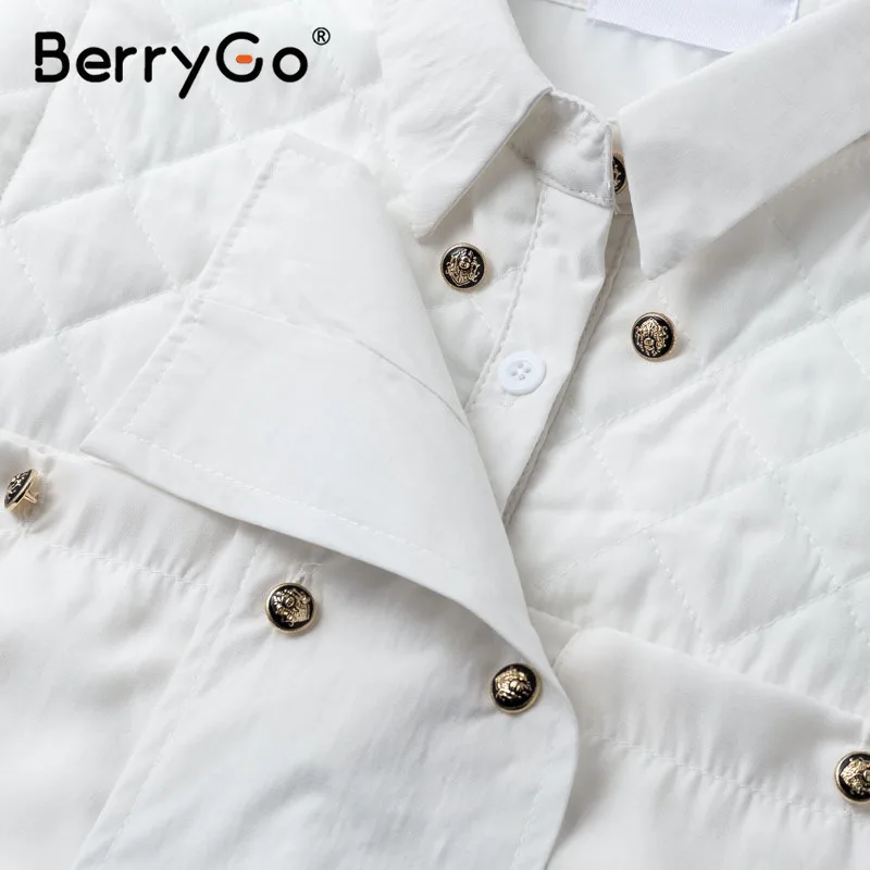 BerryGo винтажная женская блузка на пуговицах рубашка модная уличная с длинным