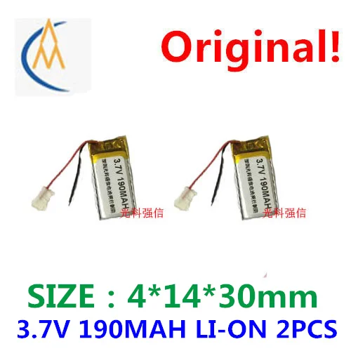 

2PCS New sufficient capacity polymer li-ion battery 3.7 V 401430 190 mah MP3 radio/equipment/mini bluetooth headset LED toys