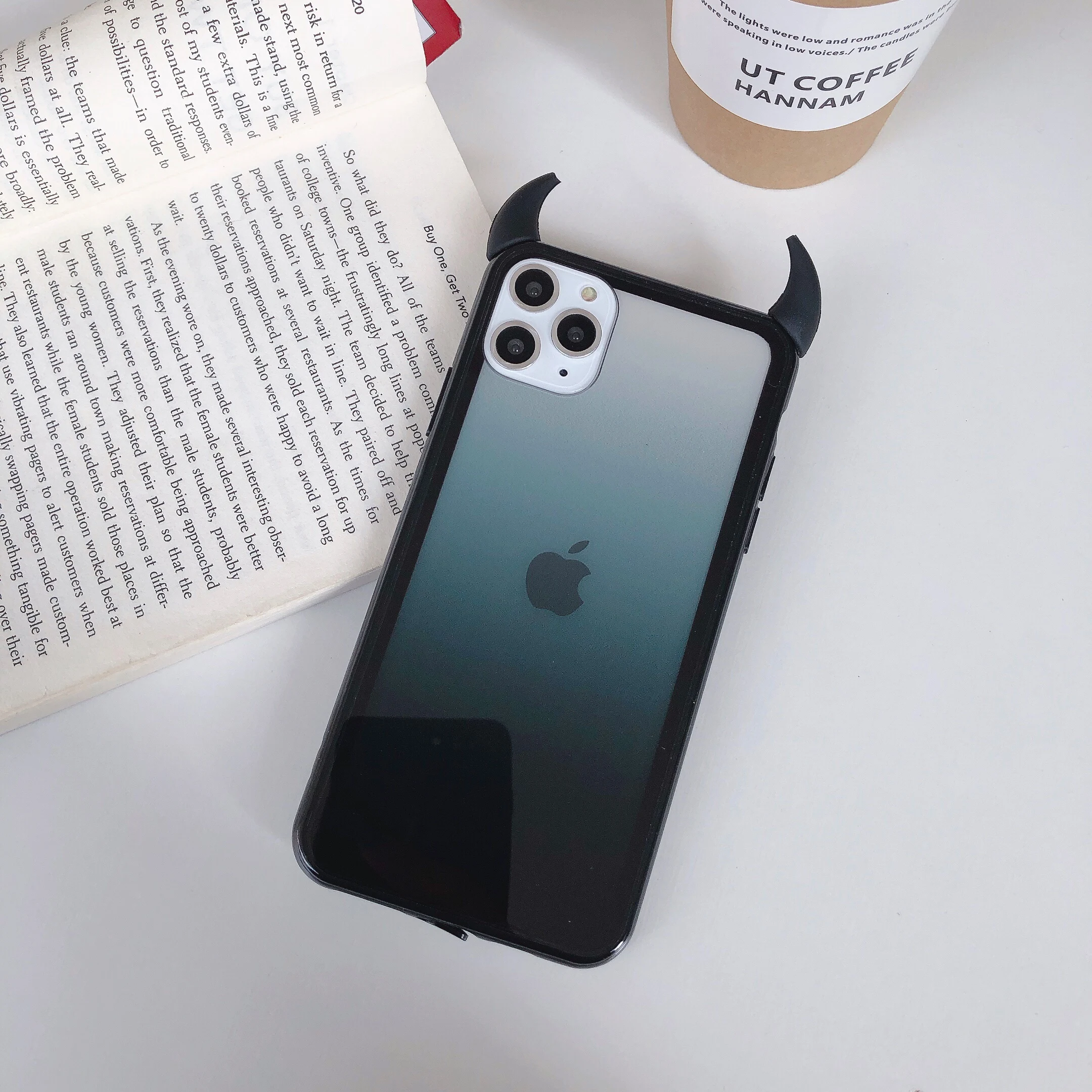 Чехол для IPhone 11 Pro Max XR X XS 7 8 6 Plus с градиентным радужным Рогом милый чехол телефона