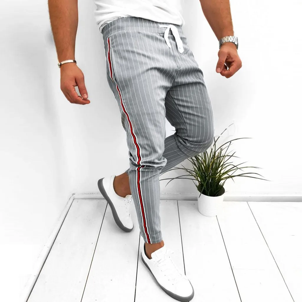 

Mens Joggers Striped Patchwork Casual Drawstring Sweatpants Trouser Long Pants Male Fashion Slim Streetwear Pants
