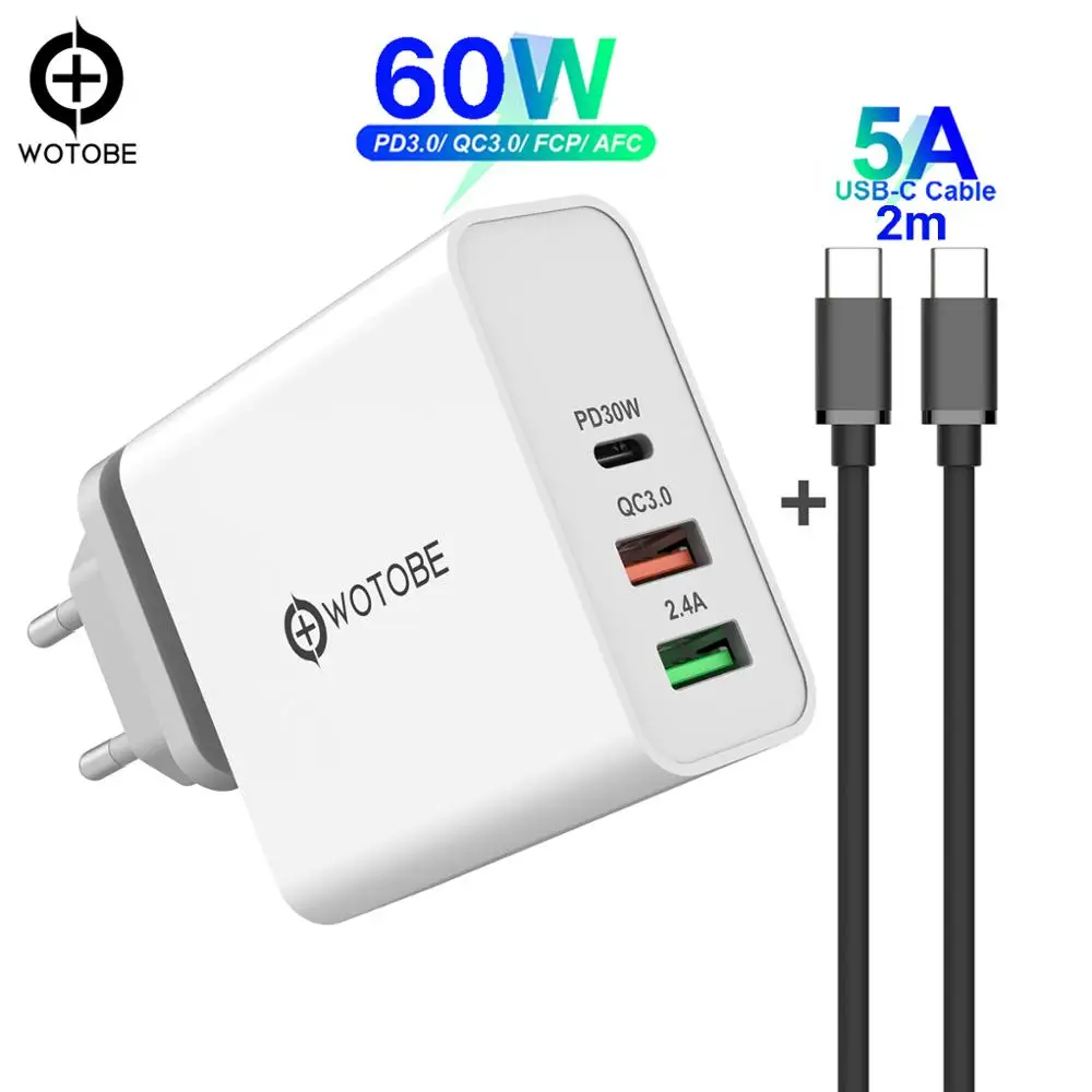 60 Вт TYPE C USB настенное зарядное устройство PD30W QC3.0 для S10 ноутбуков MacBook Pro/Air iPad Pro iPhone