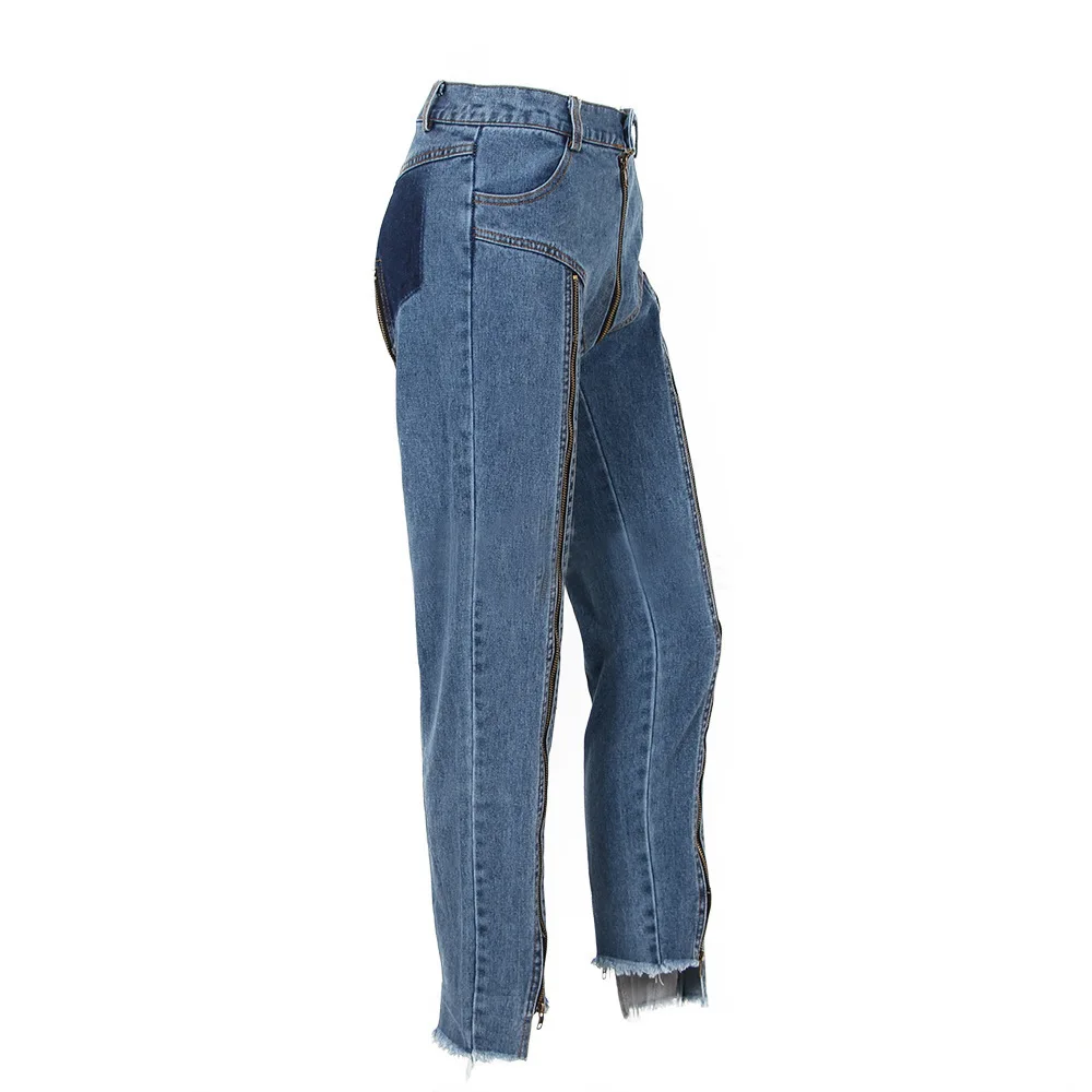 

2021 Mid Waist Zipper Patchworks women's jeans