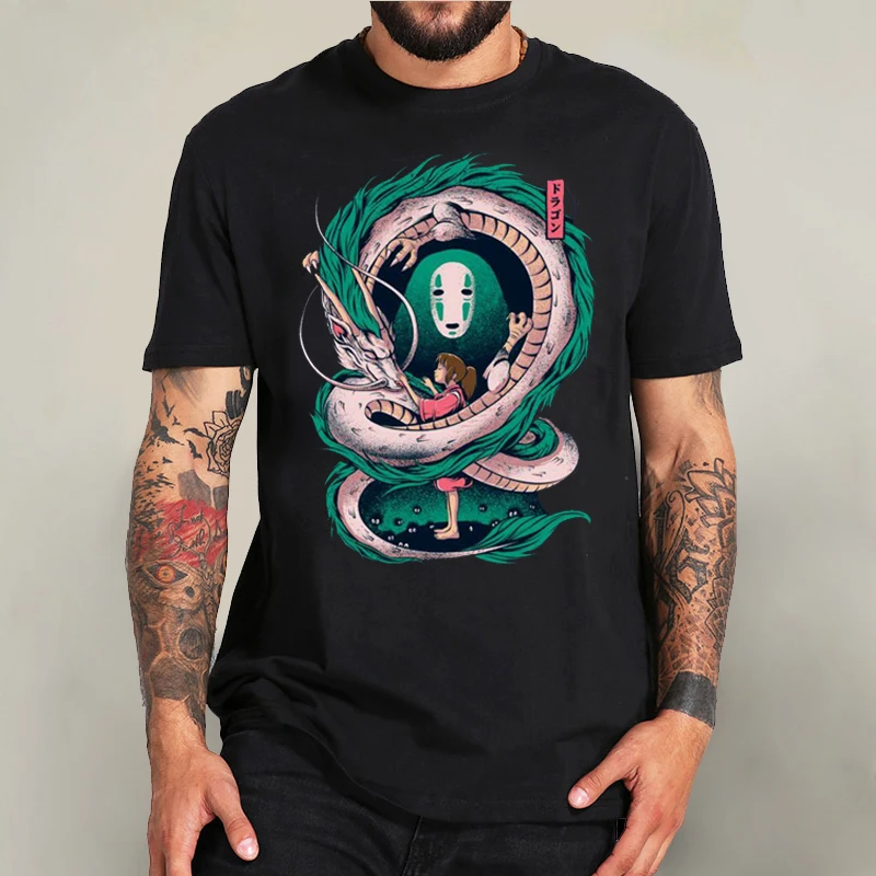 

Spirited Away Hayao Miyazaki Kawaii T shirt men Graphic Tees Unisex Top Tshirt for male men top tees hiphop anime women t-shirts