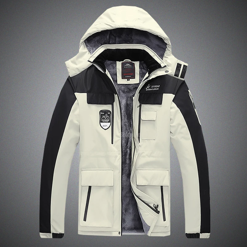 

-20 Degree Winter Plus Velvet Thicken Couple Cotton Padded Jacket Waterproof Hooded Windbreaker Oversized Mountaineering Clothes