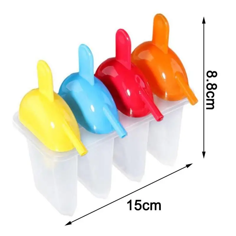 

4 Even Ice Mold With Cover Home Diy Creative Plastic Ice Accessories Tool For Frozen Freezer Siamese Popsicle Maker Cream U2A3