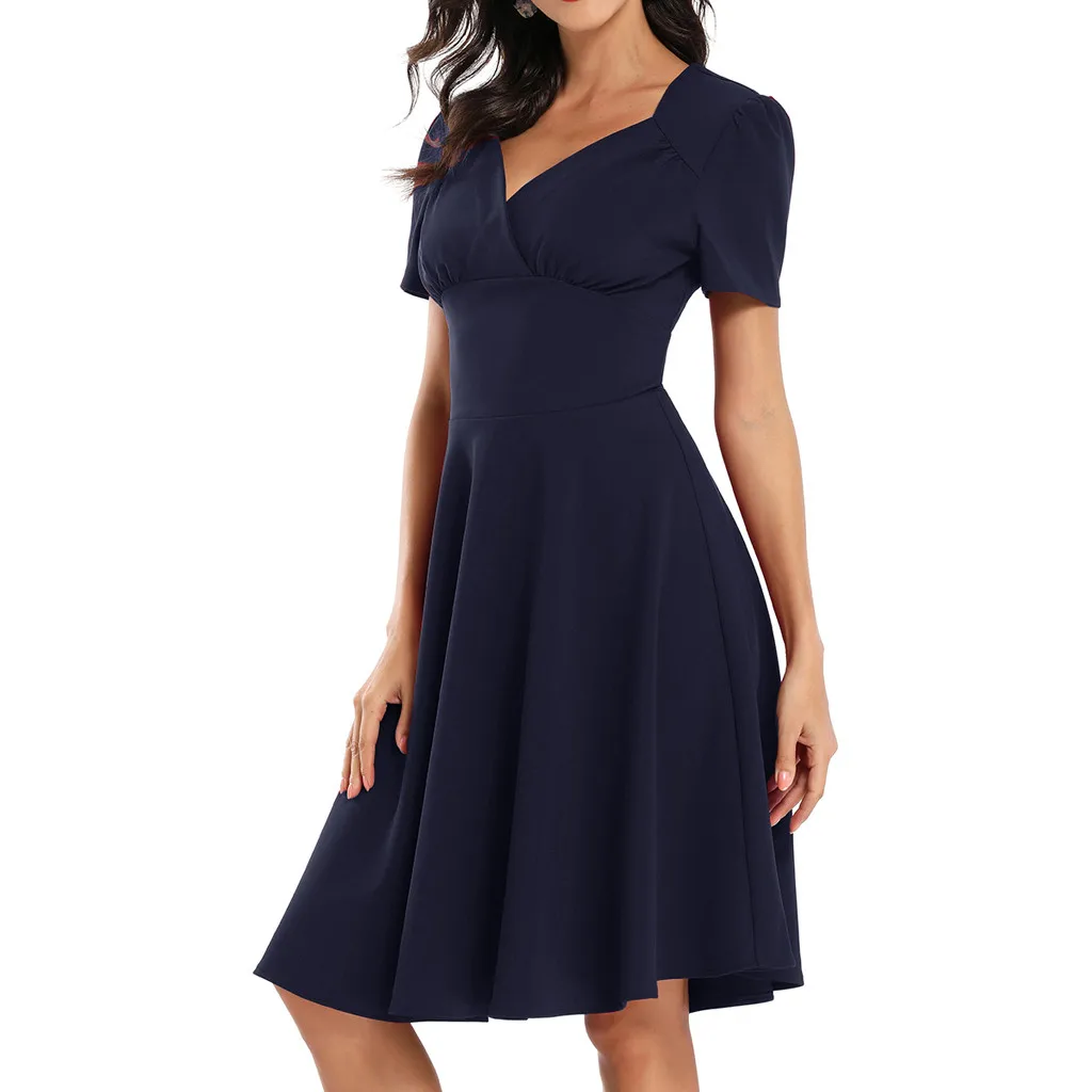 

KANCOOLD dress Women elegant Vintage Fashion Style Waistband Sexy V-Neck Dress office lady work Fashion new dress momen 2020MAR4