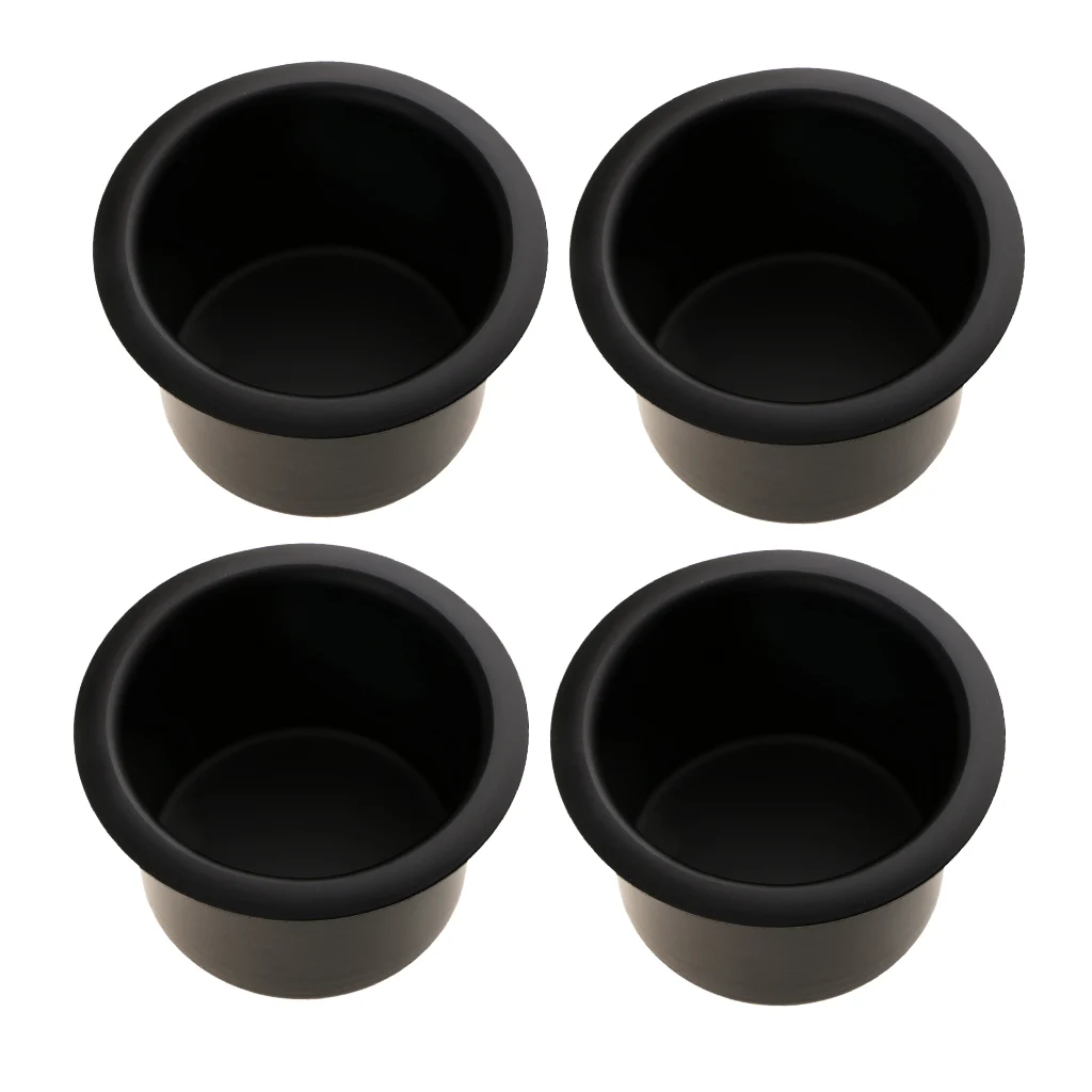 

4 Aluminum Alloy Car Interior Cup Drink Bottle Holder Storage Can Base Black