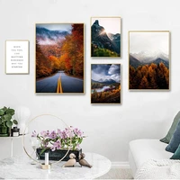 nordic style poster mountain forest canvas prints river picture for living room road wall art painting no framed postres decor