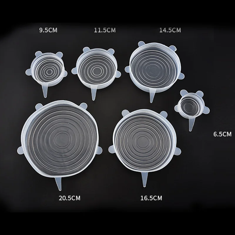 Силиконовые крышки для пищевых продуктов 6 шт. многоразовые растягивающиеся