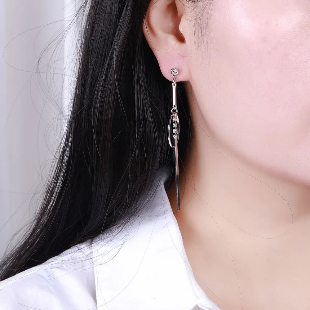 Новые Креативные Круглые Висячие длинные серьги HanCheng висячие со стразами для