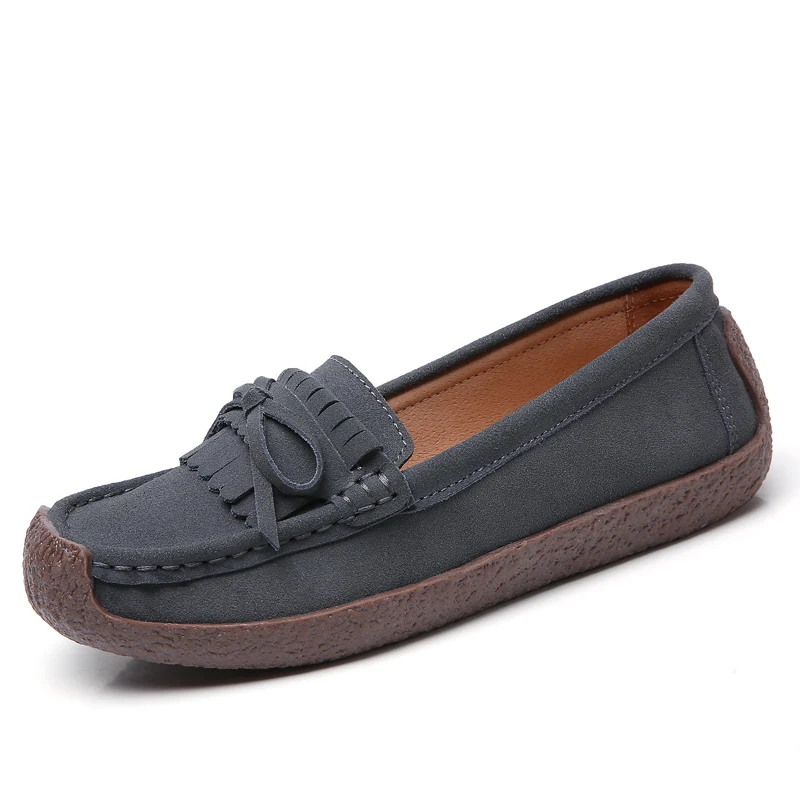 O16U Autumn Women Moccasins Women's Flats Ballet Genuine leather Shoes Woman Lady Loafers Slip On suede mocasines mujer | Обувь