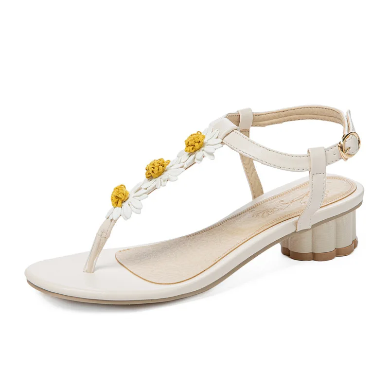 

Flip Flops Platform Female Sandal Low-Heeled Shoes With Strap 2021 Summer Buckle Corrective Comfort Girls Low-heeled New Clear B