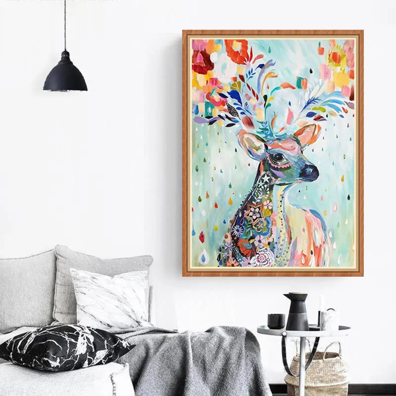 Полностью круглая алмазная живопись с оленем 5D вышивка сделай сам мозаика пейзаж