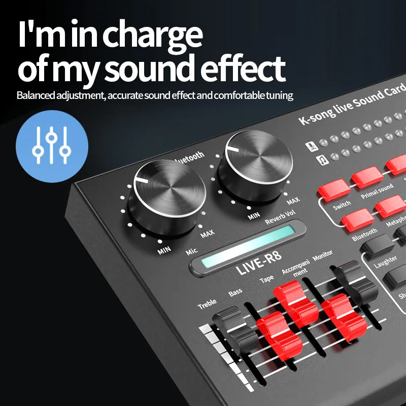 

R8 BM800K R8 sound card mixer bm800 condenser microphone set mobile phone computer anchor live karaoke recording microphone