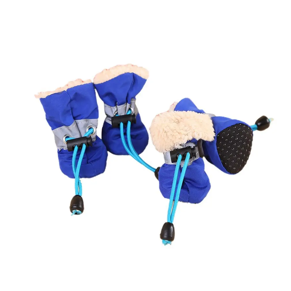 

4pcs/set Waterproof Winter Pet Dog Shoes Anti-slip Rain Snow Boots Footwear Thick Warm For Small Cats Puppy Dogs Socks Booties