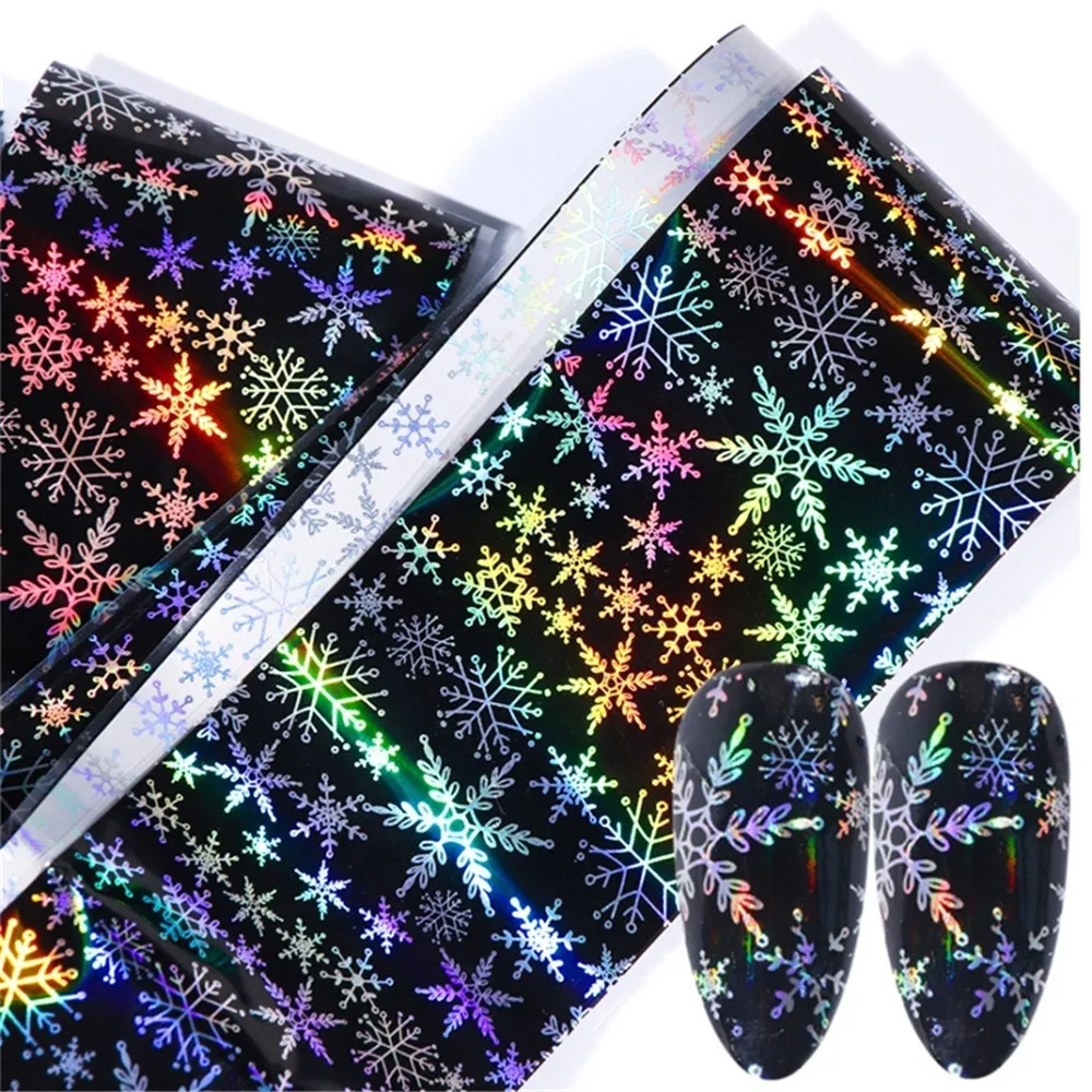 Голографическая фольга на ногти 3D сделай сам снежинки для маникюра Переводные