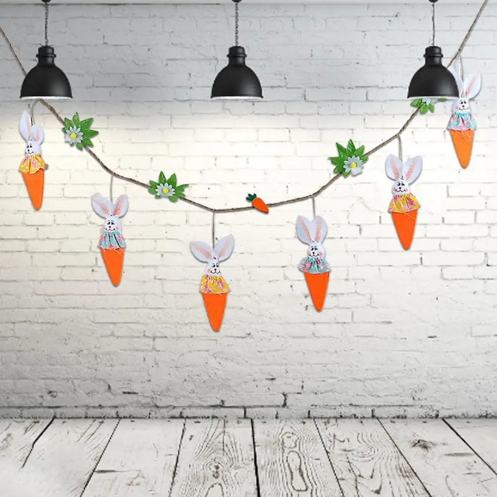 

Banner Rabbit Carrot Shape Decoration Easter Garland Flag for Home