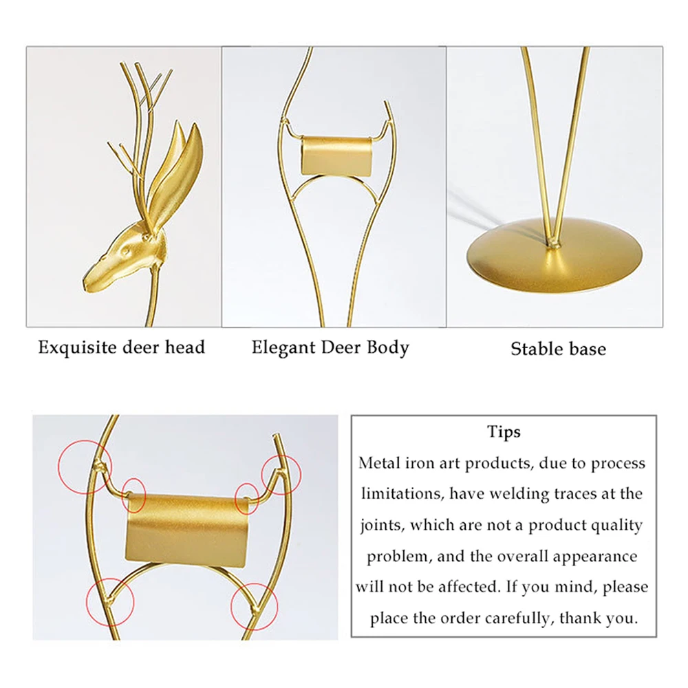 

Postmodern Nordic Light Luxury Golden Deer Ornament Iron Simulated Animal Metal Crafts Home Decoration Accessories Room Decor