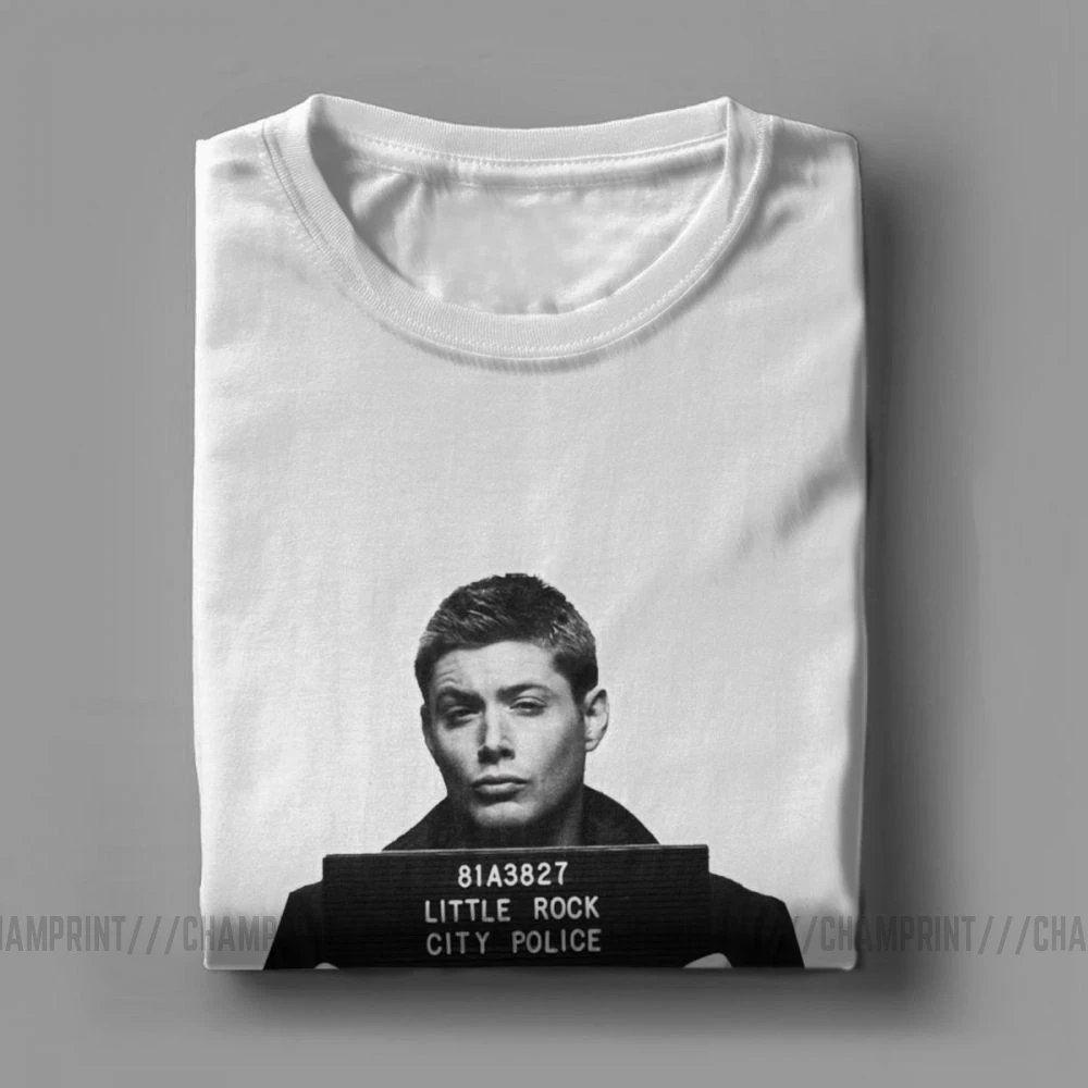 Dean Mugshot футболка Сверхъестественное SPN Brothers футболка мужские топы размера плюс забавная футболка с круглым вырезом из чистого хлопка