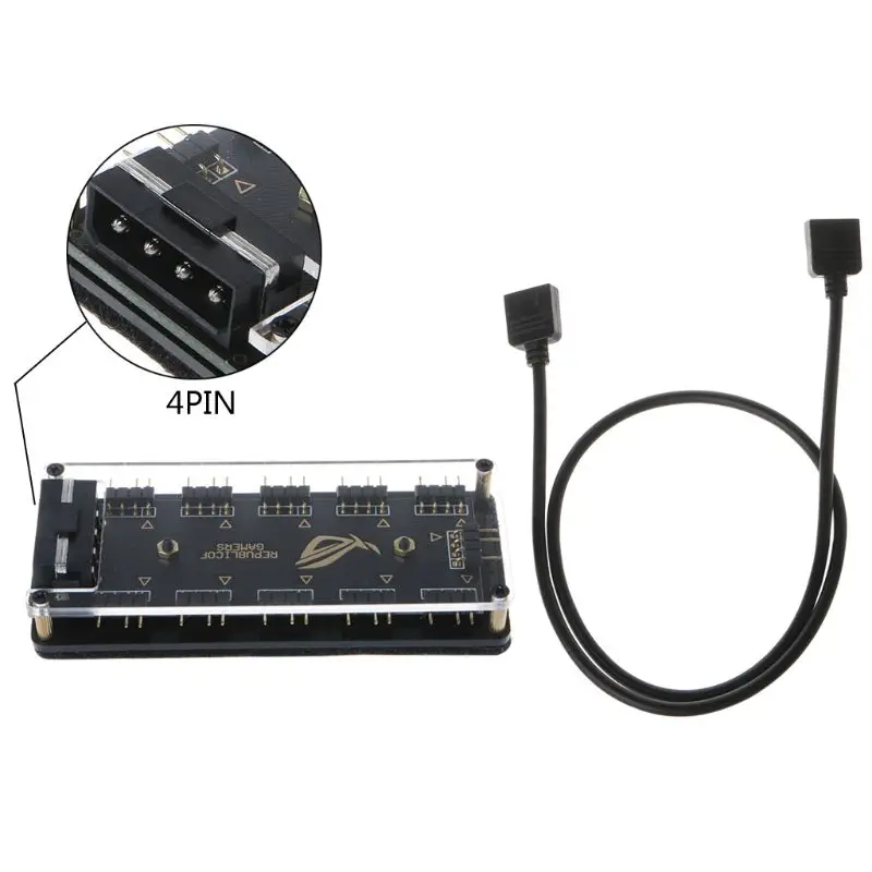 

AURA SYNC 5V 3-pin RGB 10 Hub Splitter SATA Power Adapter for GIGABYTE MSI A SUS