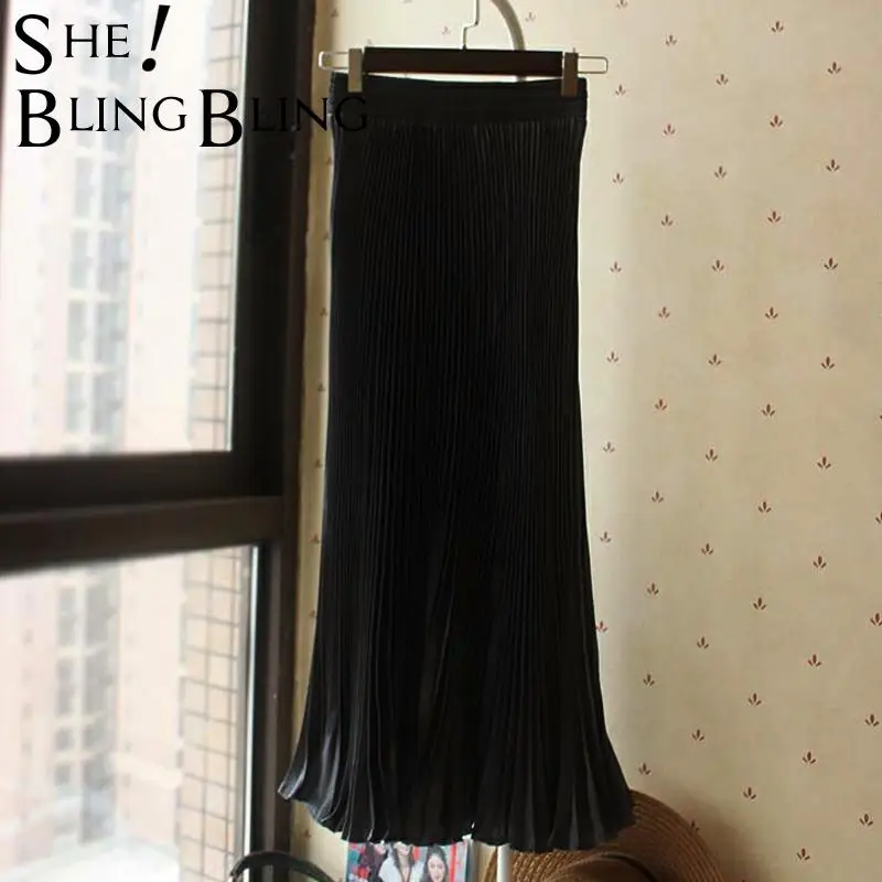 Женская плиссированная юбка макси с оборками на подоле эластичная длинная