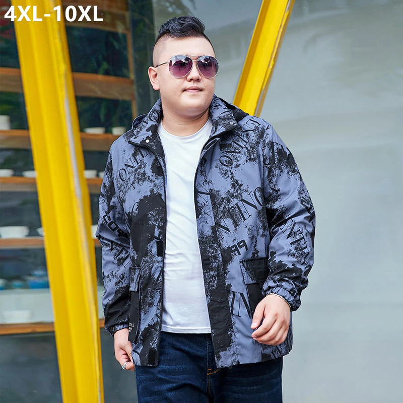 

Cargo Men Clothes Oversized 10XL 9XL Loose Jacket Hoodies Windproof Autumn Fashion Pattern Printing Map 8XL 7XL Hat Romoved Coat