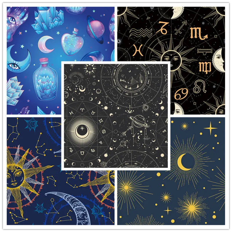

100% spandex stretch swimsuit fabric dress star and moon pattern printing diy clothing shirt bedding patchwork UU1