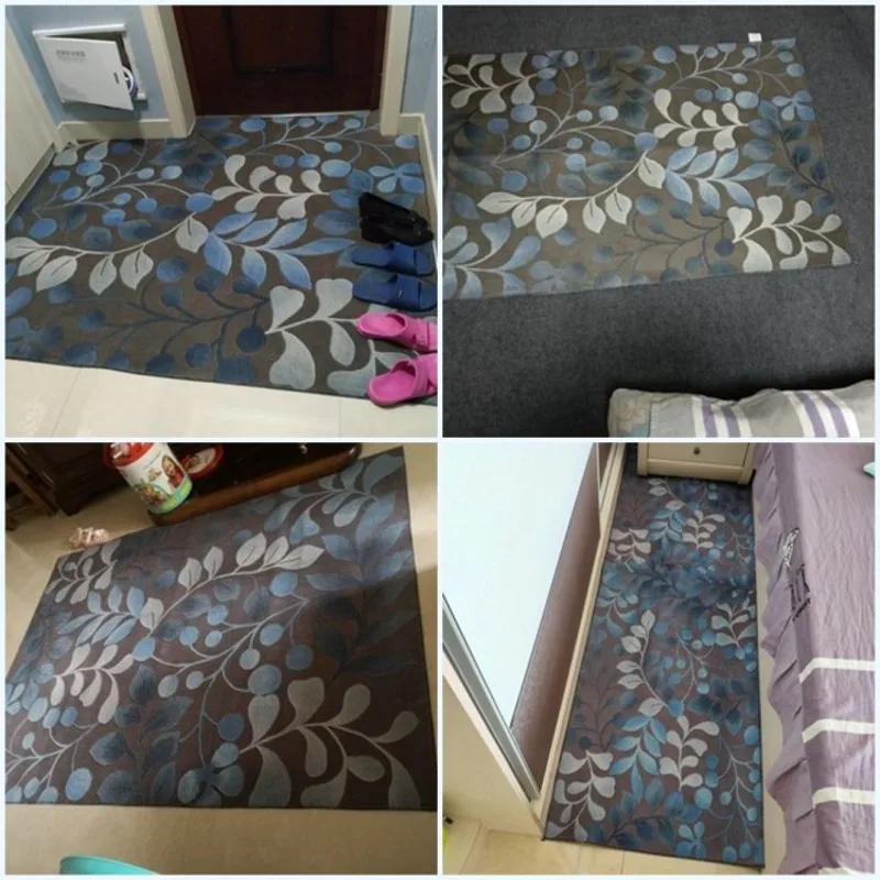 Напольный коврик в скандинавском стиле с 3D принтом зеленых листьев без волос