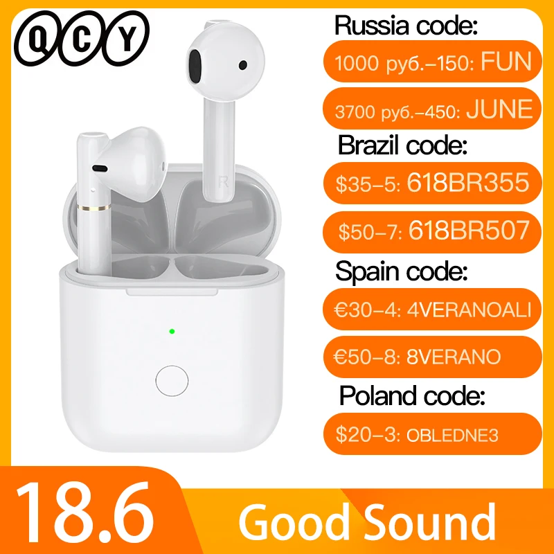  QCY T8 Bluetooth наушники Semi in ear беспроводные TWS с двойным подключением наушники Hall магнитные наушники с микрофоном гарнитура 