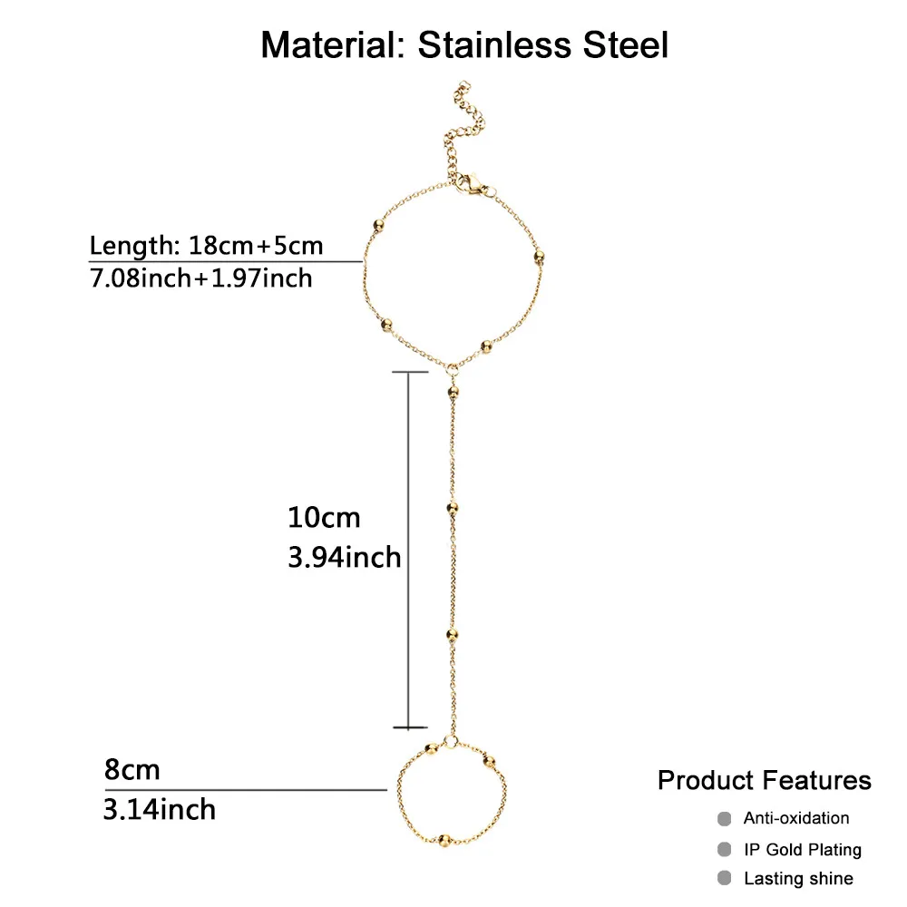 Цепочка Из Нержавеющей Стали с бусинами женская Простой браслет на палец ручная