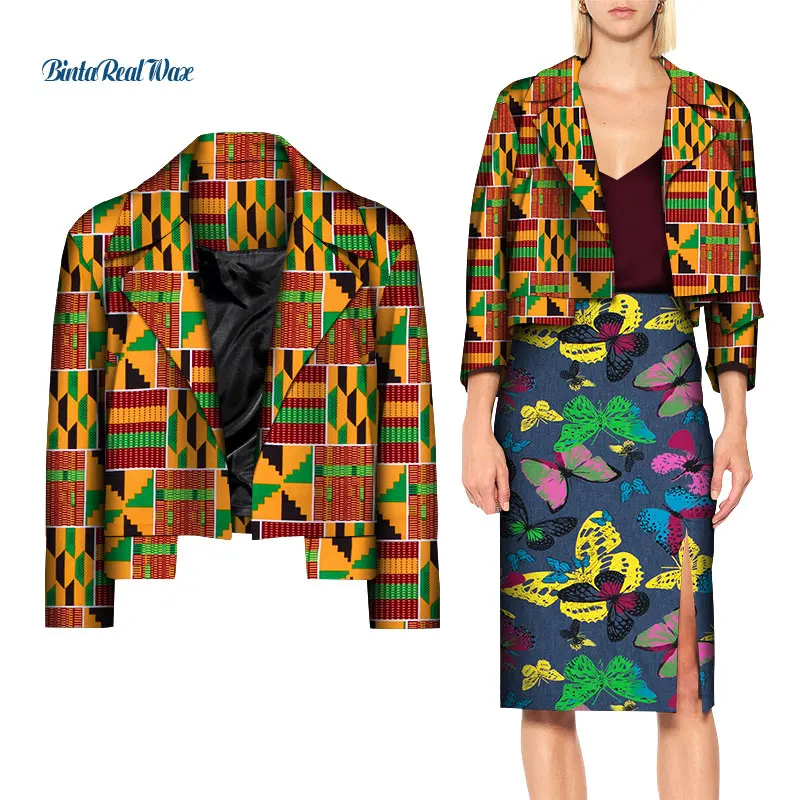 2021 Summer African Print Casual Suits for Sexy Lady Bazin Riche Dashiki Long Sleeve Blazer Coat  Cotton African Clothes WY8474