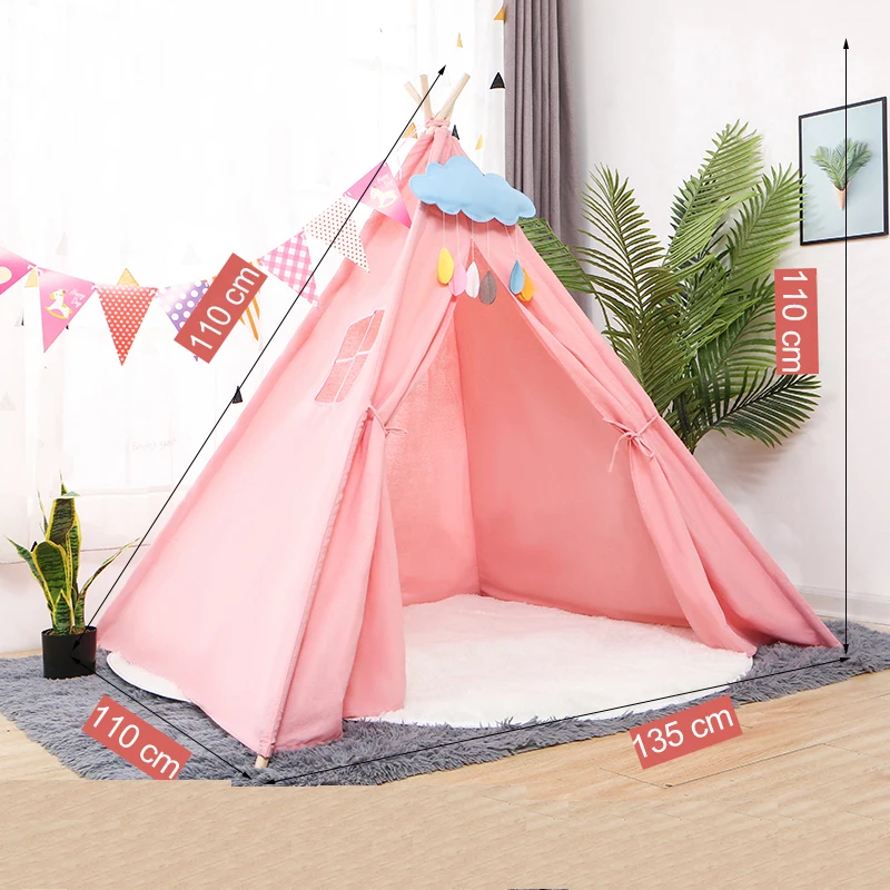 Портативная детская палатка из хлопка 135*110 см Tipi House для девочек игровой домик с