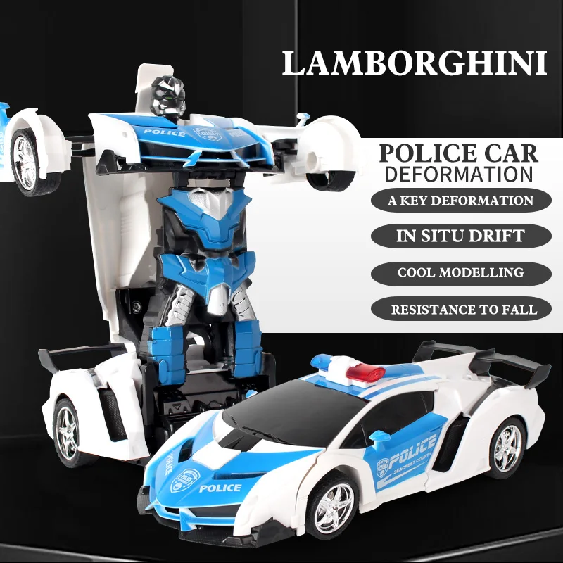 lamborghini police Радиоуправляемый автомобиль трансформер Боевая игрушка подарок спортивный автомобиль роботы трансформация Радиоуправляемый автомобиль трансформирующийся Дрифт игрушка для мальчика - Цвет: lamborghini police