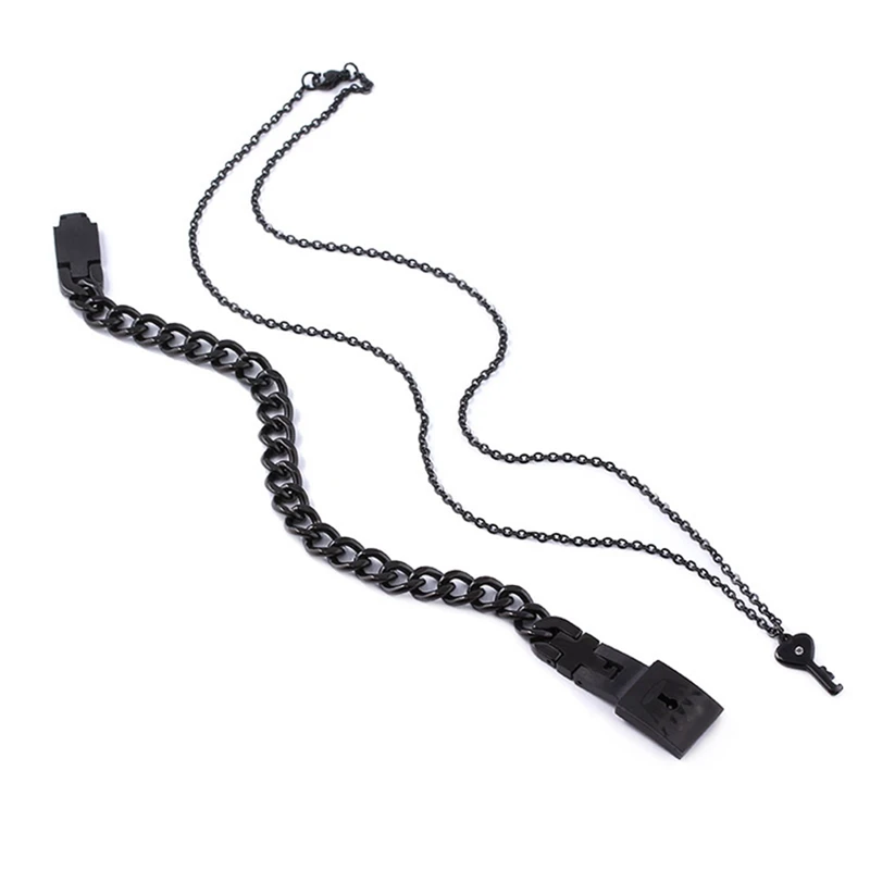 

Fashion Couple Lovers Jewelry Love Heart Lock Bracelet Stainless Steel Bracelets Bangles Key Pendant Necklace Jewelry