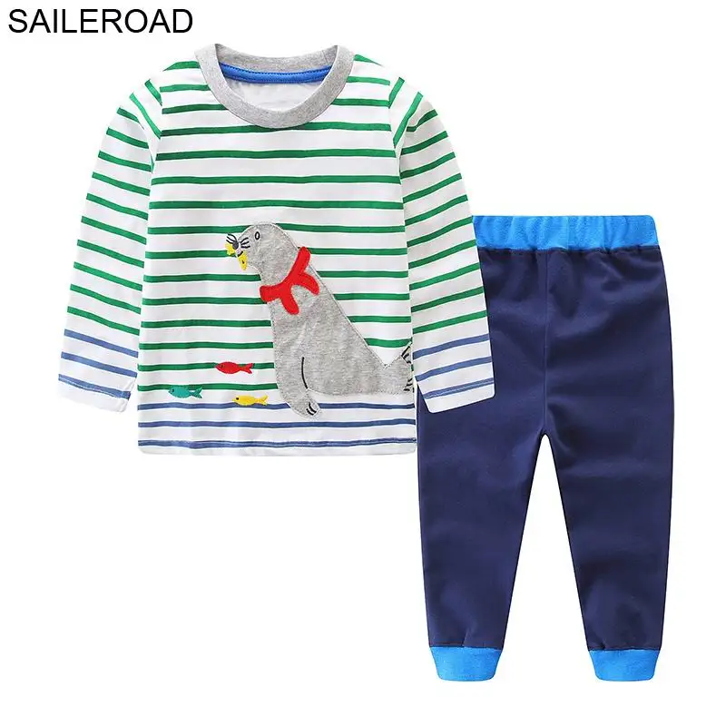 8125 SAILEROAD/Детская осенняя одежда; комплекты одежды для маленьких мальчиков с героями мультфильмов; теплые комплекты с милым принтом кота для маленьких мальчиков; одежда для детей - Цвет: 8125