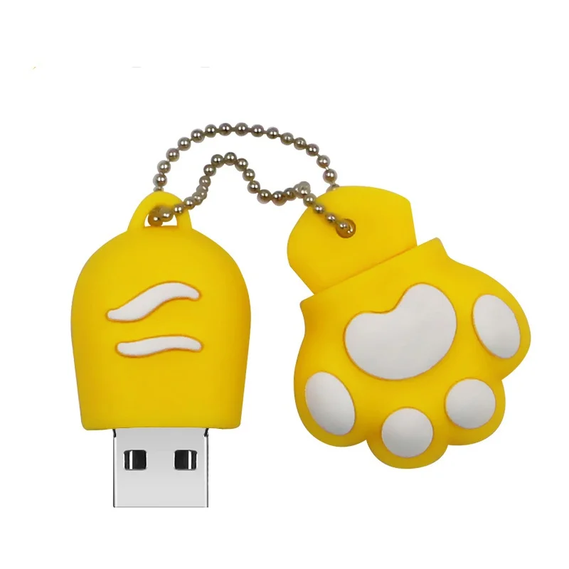 Цвет: желтый Милый USB флеш-накопитель с когтями из мультфильмов, 4 ГБ, 8 ГБ, USB 2,0, 16 ГБ, флеш-накопитель, 32 ГБ, USB флеш-накопитель, 64 ГБ, 128 ГБ, с брелоком - Цвет: Цвет: желтый