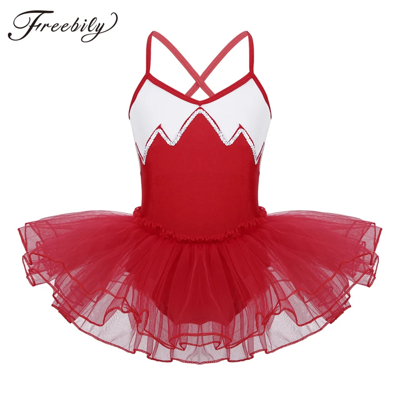 

Kids Girls Spaghetti Straps Ballet Tutu Dress Shiny Sequins Ballet Leotards Children Gymnastics Leotard Stage Dance Costume