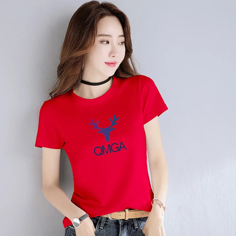 

Fashion multi Logo Printing T Shirts Women's Short Sleeve Fashion 100% cotton Female T-Shirts