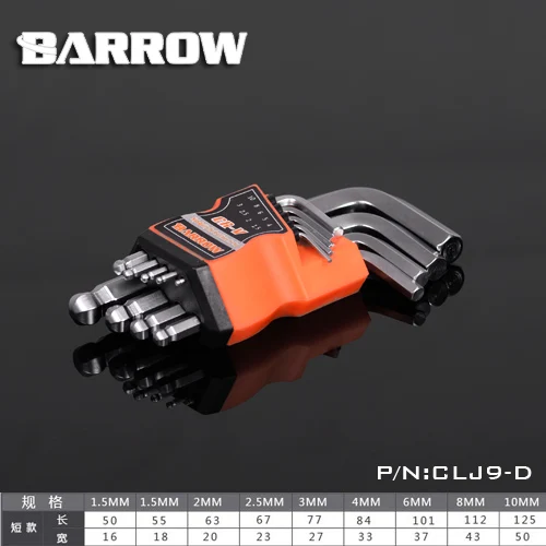 

Barrow CLJ9-D, Hex Wrench Kits, Short Ball Head, A Set of 9 Keys, 1.5 / 2 / 2.5 / 3/4/6/8 / 10mm