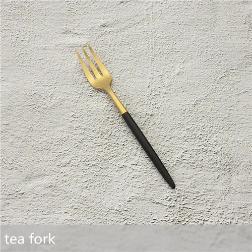 tea fork Золотой столовый набор из вилок из нержавеющей стали, ложка, посуда, кухонный десертный ужин, вилка, ложка, набор ножей, столовая посуда, набор посуды - Цвет: tea fork
