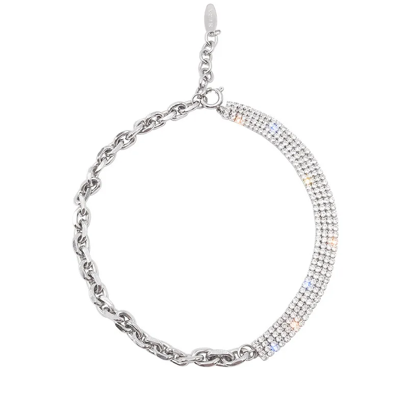 

CH-548 The new trendy street chain flashing diamond stitching design is fashionable and personalized clavicle chain