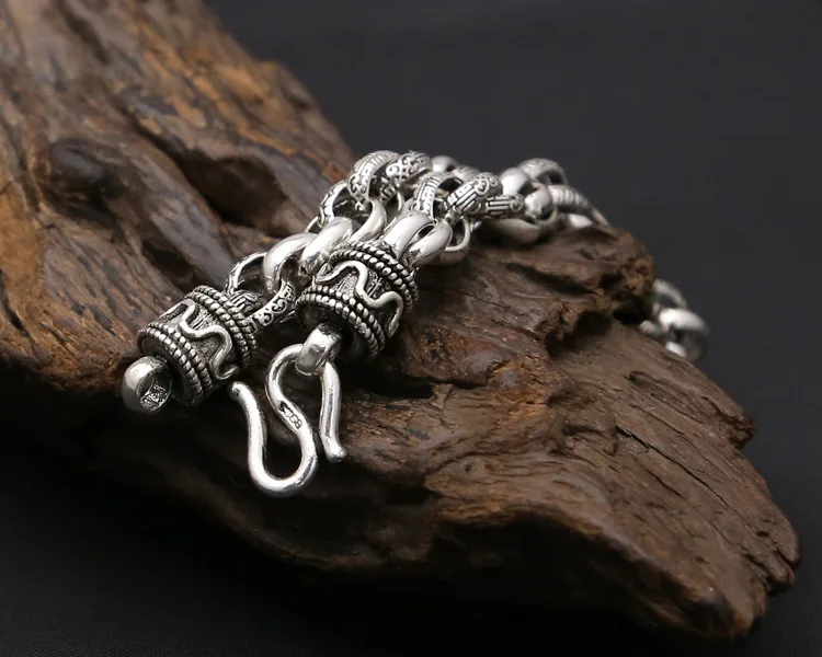 100% Стерлинговое Серебро 925 пробы цветной браслет цепочка толщина 8 мм