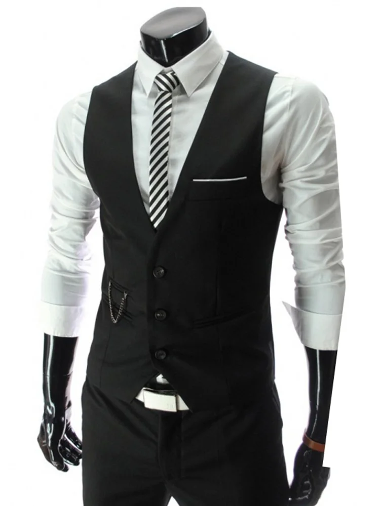 

2021New Arrival Dress Vests For Men Mens Suit Vest Male Waistcoat Gilet Homme Casual Sleeveless Formal Business Jacket