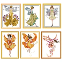 butterfly fairy stamped cross stitch kit patterns counted 11ct 14ct printed canvas handmade needlework embroidery decoration set
