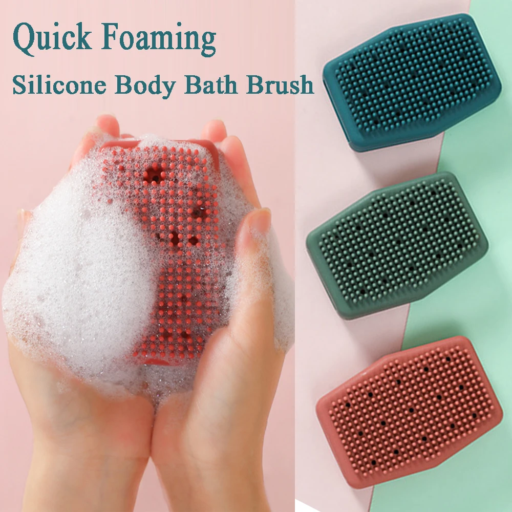 

Quick Foaming Body Brush Solid Color Soft Silicone Exfoliating Massage Bubble Bath Brush Body Cleaning Tool Bathing Accessories