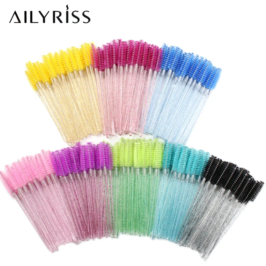 500pcs Shiny Disposable Eyelash Applicator Wands Curler Brush Set Mascara Eyebrow Spoolers Comb Wands Spoolies Brushes