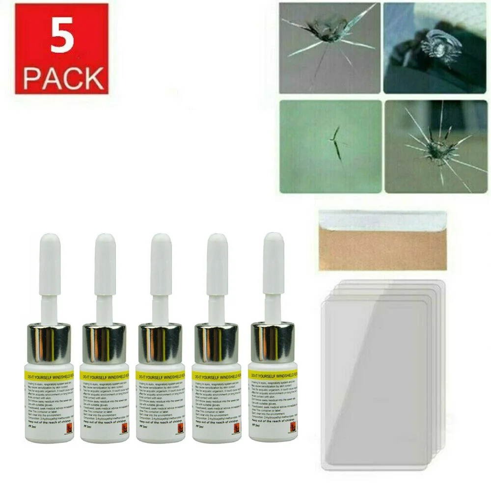 

Hot Sale 5 Pack Auto Glass Nano Repair Fluid Car Window Glass Crack Chip Repair Tools