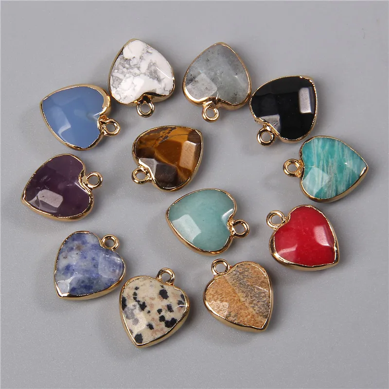 2 шт. натуральный камень тигровый глаз аметистами кулон сердце Форма