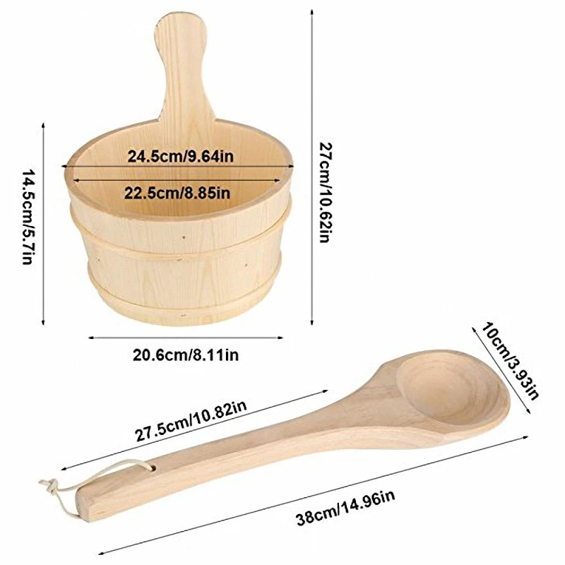 

4Pc Sauna Room Accessories Wooden Barrel Equipment Sauna Room Barrel with Wooden Spoon Lined with Hourglass Timer